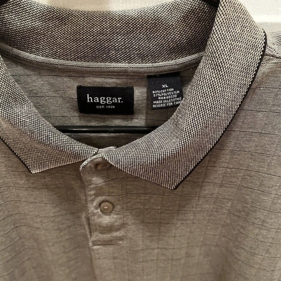 Haggar Other - Men's Pullover Shirt, Haggar, XL, Brown Stripes, No Pockets, Cotton/Polyester